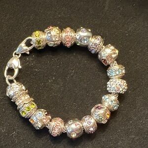 Elegant Silver and Multicolor Beaded charm Bracelet